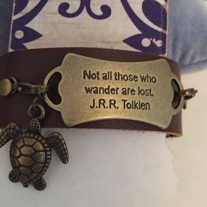 Rich Brown faux leather bracelet.